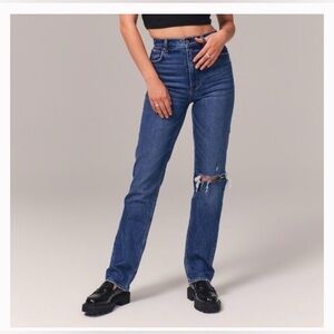 NWOT Abercrombie & Fitch The 90’s Straight Ultra High Rise Deep Blue 27